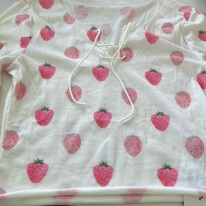 SHEIN strawberry crop top long sleeved